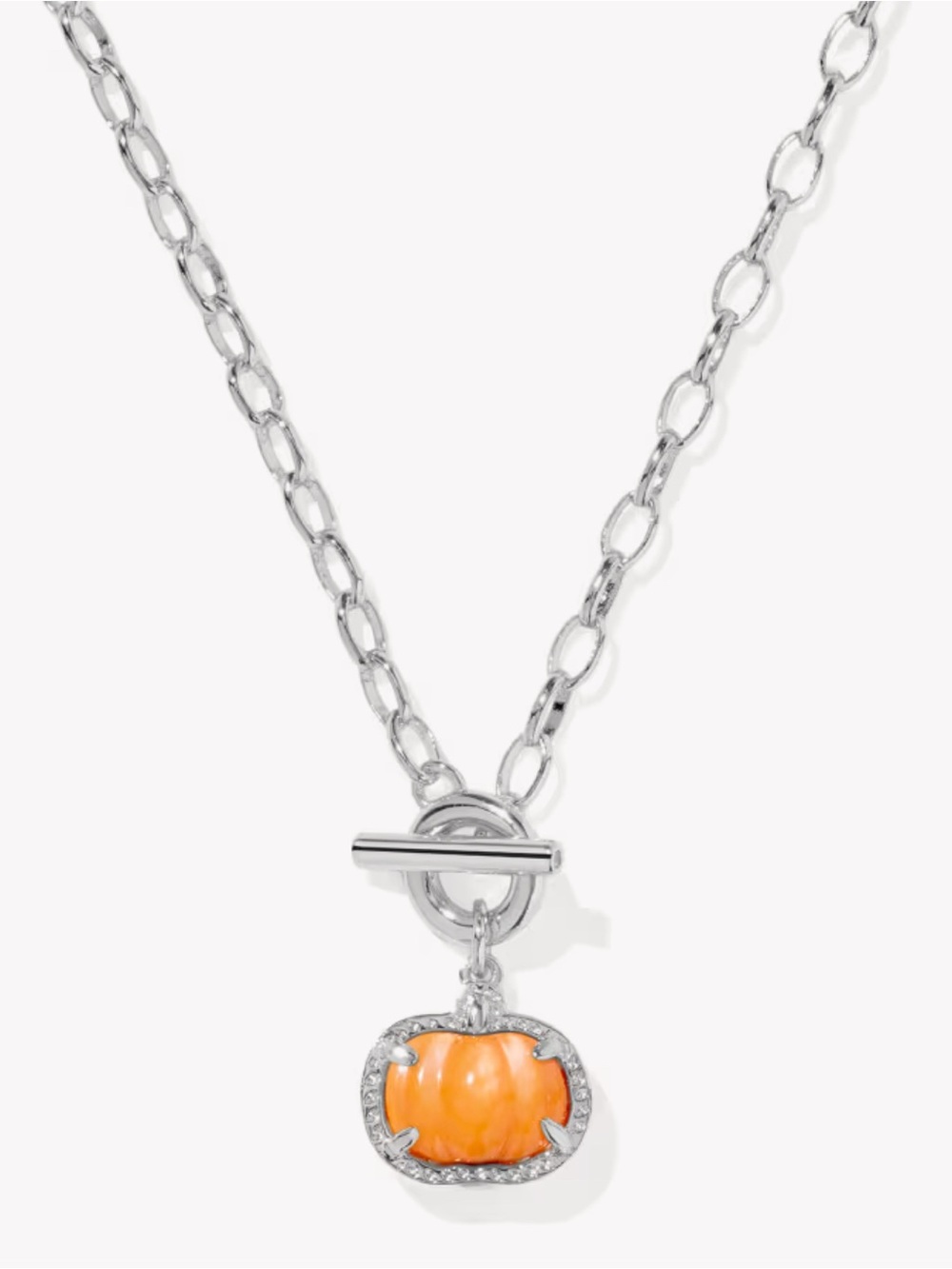Kendra Scott Pumpkin Silver Link & Chain Necklace NWT